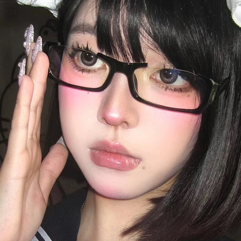 Photo Booth Frame - Y2K Black Half Frame Glasses Women