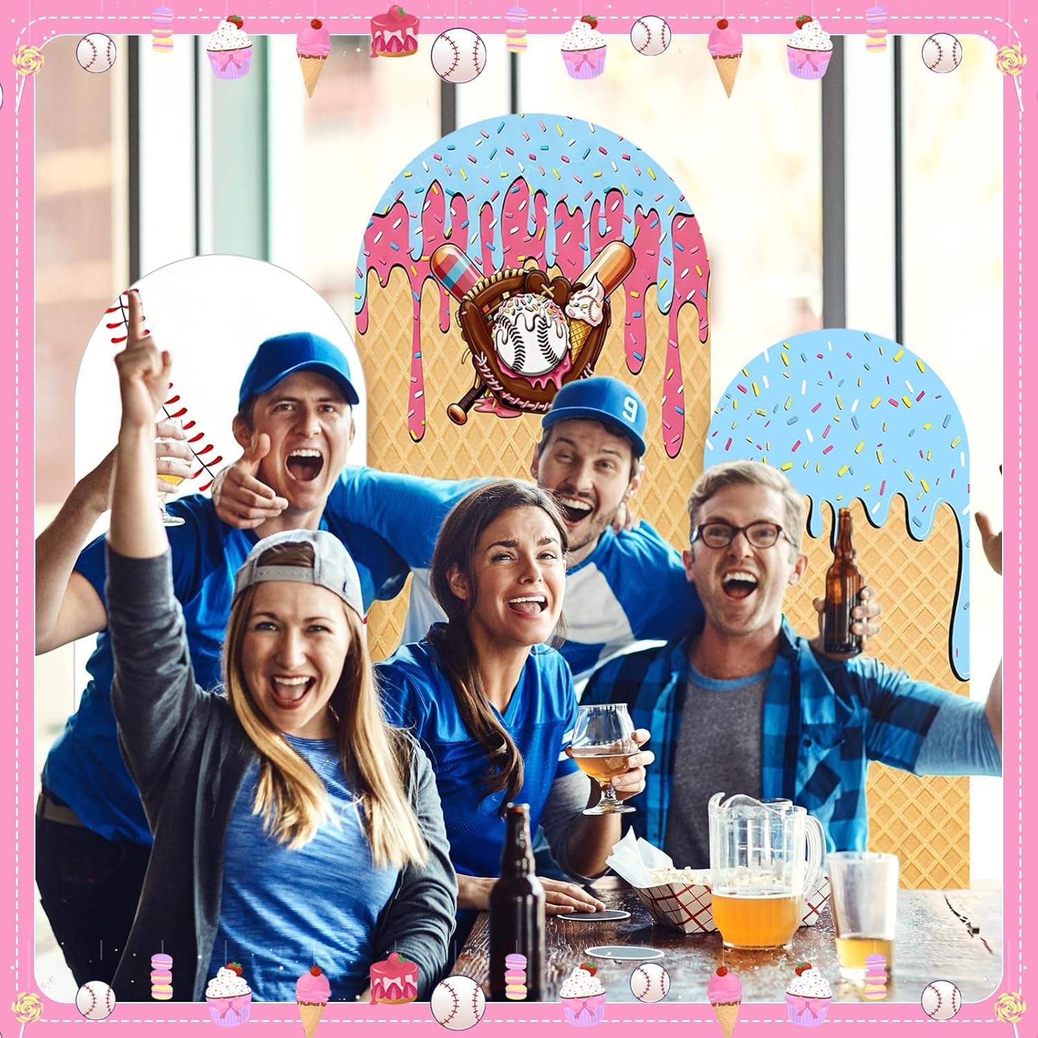 Baseball Ice Cream Drip Arch B - огляд і ціна Dessert Table Backdrop