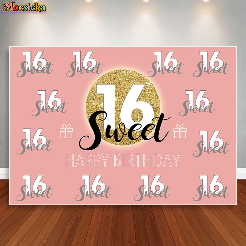 Mocsicka Sweet 16 Birthday Bac - огляд і ціна Dessert Table Backdrop
