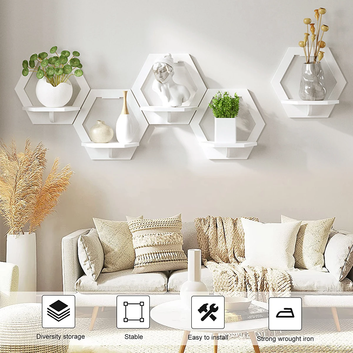 3Pcs Hexagon Wall Shelf Punch  - огляд і ціна Flower Wall Panel