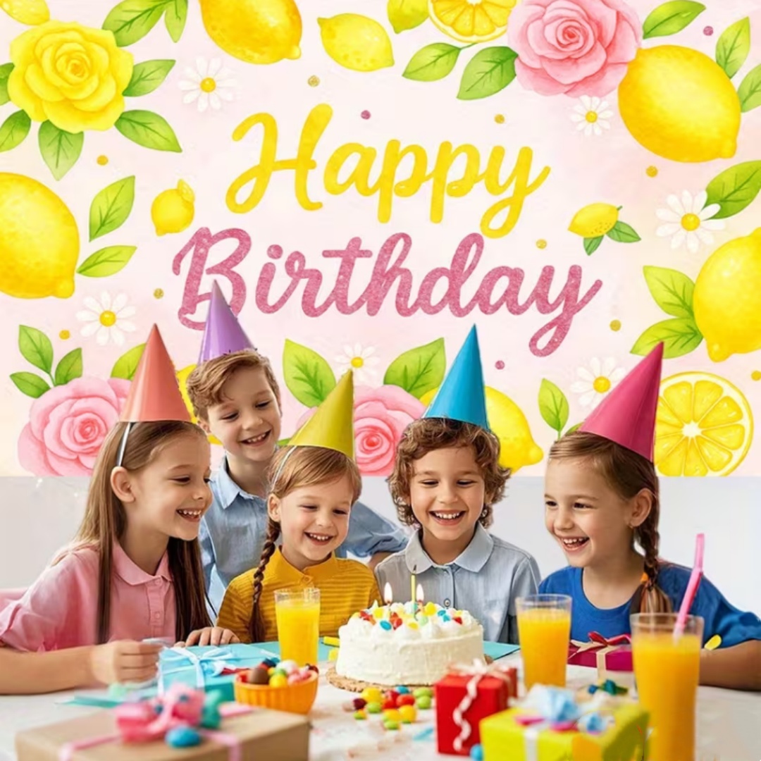 Lemon Birthday Party Decoratio - огляд і ціна Dessert Table Backdrop