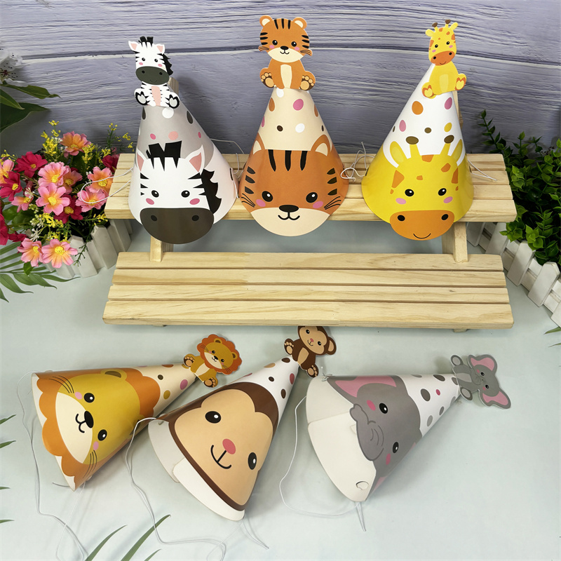 6Pcs Jungle Animal Paper Hats  - огляд і ціна Party Hat Cone