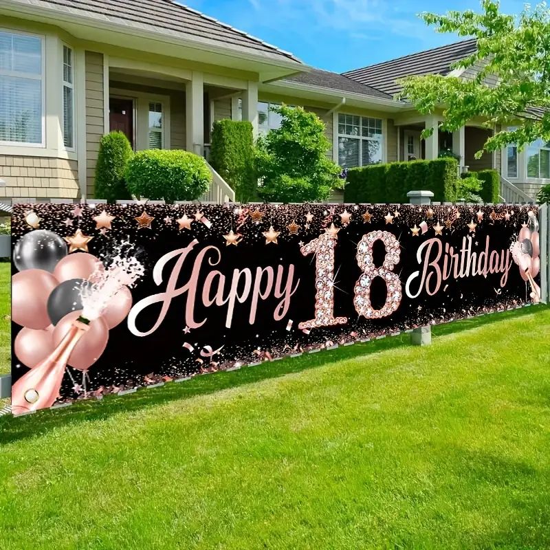 18th Birthday Banner, Rose Gol - огляд і ціна Party Banner Gold