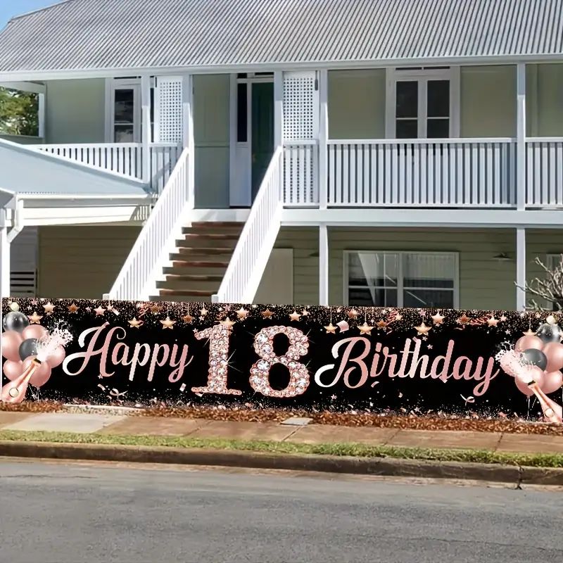 18th Birthday Banner, Rose Gol - огляд і ціна Party Banner Gold