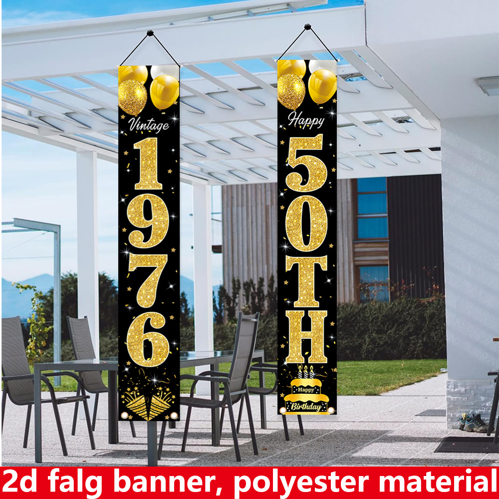2D Flat Banner, 2PC Birthday B - огляд і ціна Party Banner Gold