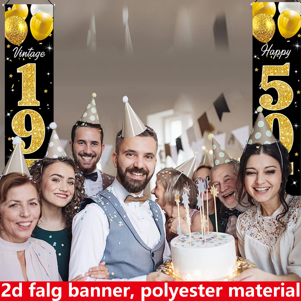 2D Flat Banner, 2PC Birthday B - огляд і ціна Party Banner Gold