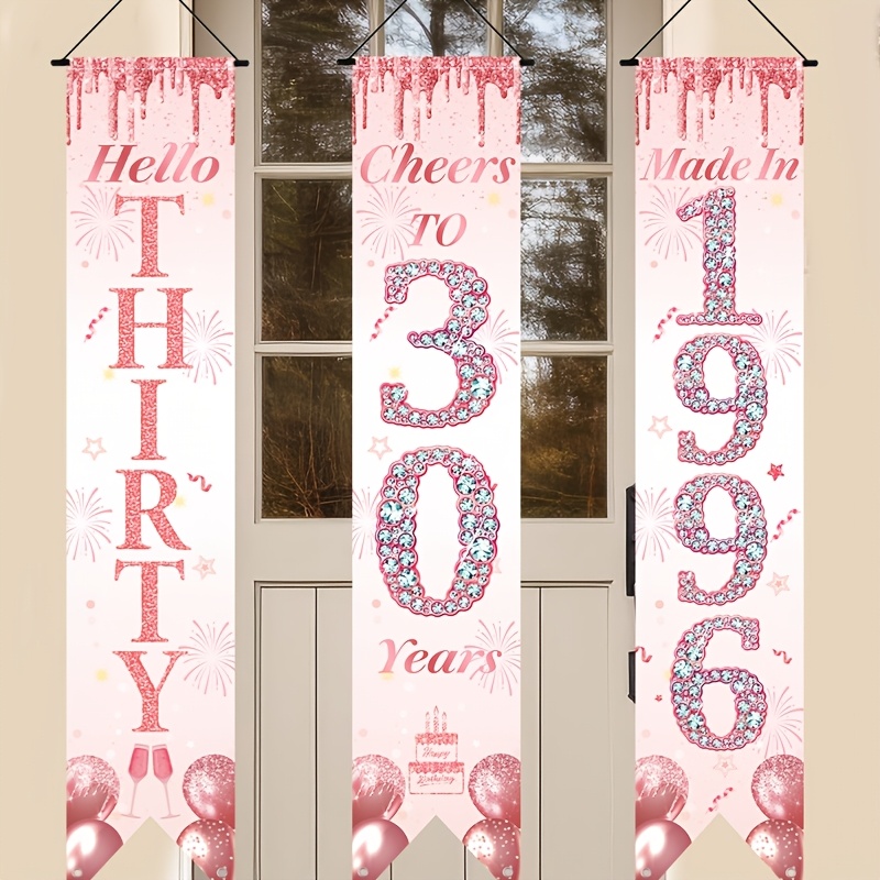 2D Flat 3Pcs Pink Gold 30th Bi - огляд і ціна Party Banner Gold
