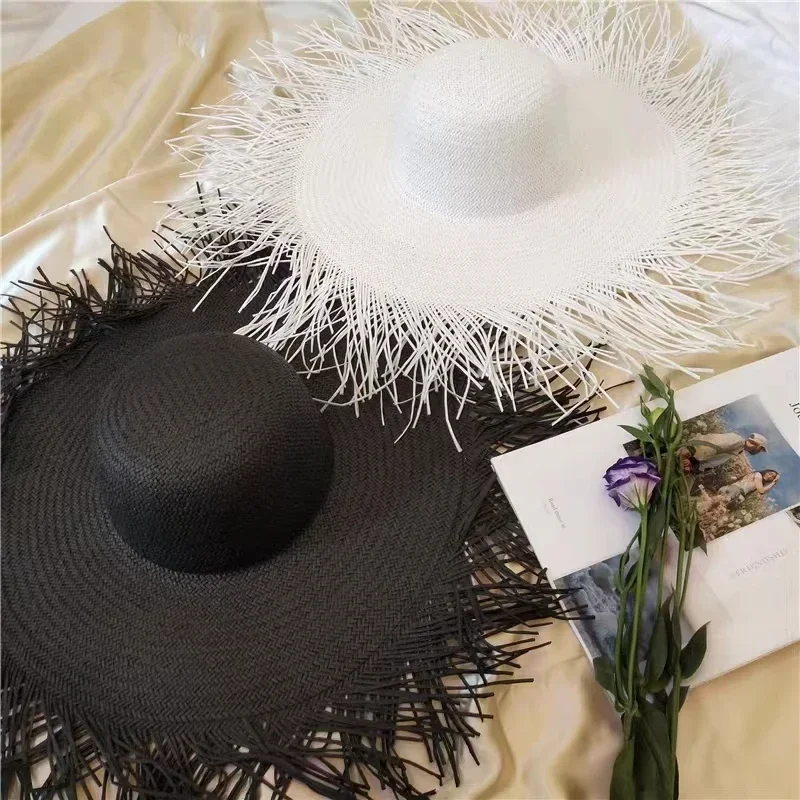 New Summer Wide-brimmed Solid  - огляд і ціна Paper Straw Color