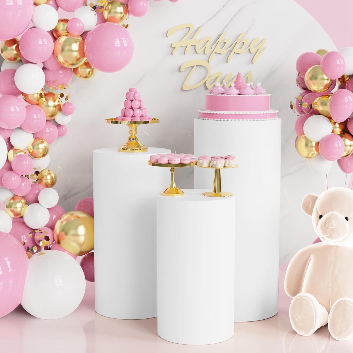 Yeele 1PCS/3PCS/5PCS White Cyl - огляд і ціна Dessert Table Backdrop