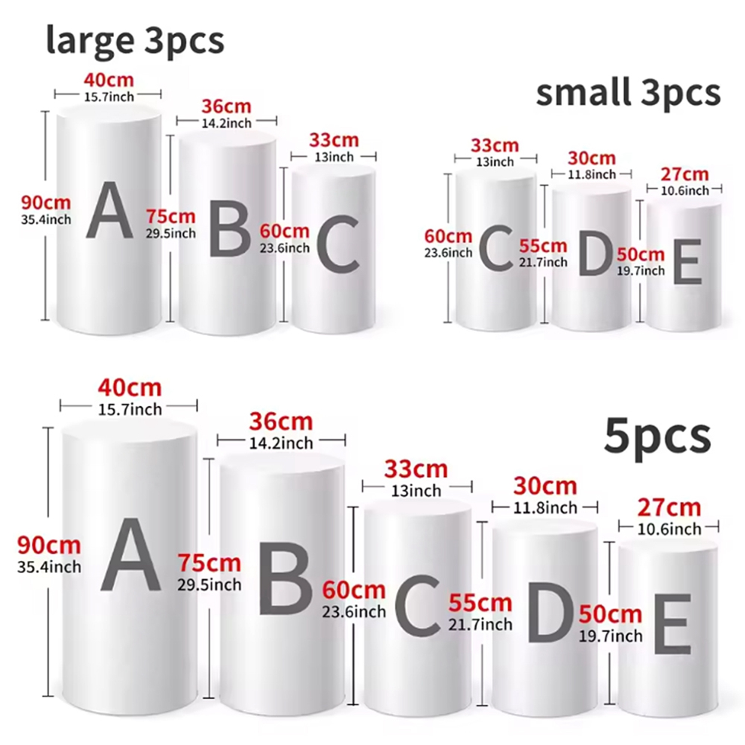 Yeele 1PCS/3PCS/5PCS White Cyl - огляд і ціна Dessert Table Backdrop