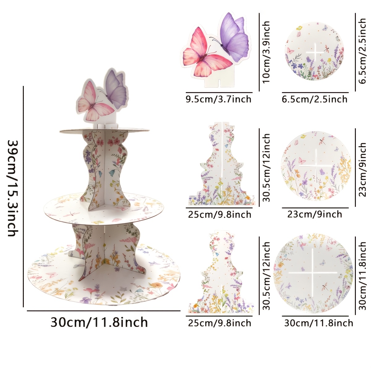 3-Tier Wildflower Butterfly Ca - огляд і ціна Cupcake Stand Tier