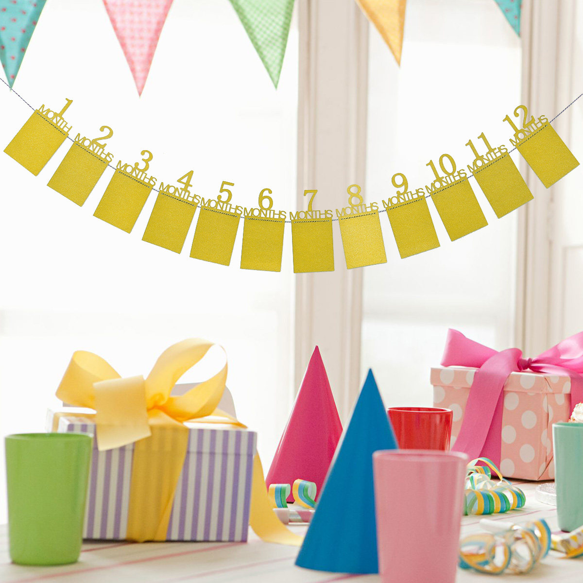 12 Month Gold Baby Birthday Ph - огляд і ціна Party Banner Gold